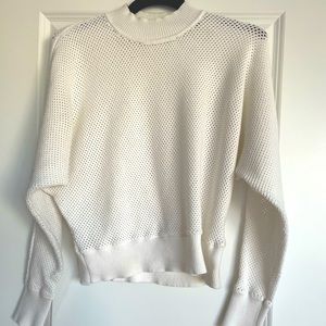 Club Monaco perforated white high neck sweater